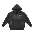 TEEM Sketch Logo Zipper Boxy Fleece Hoodie