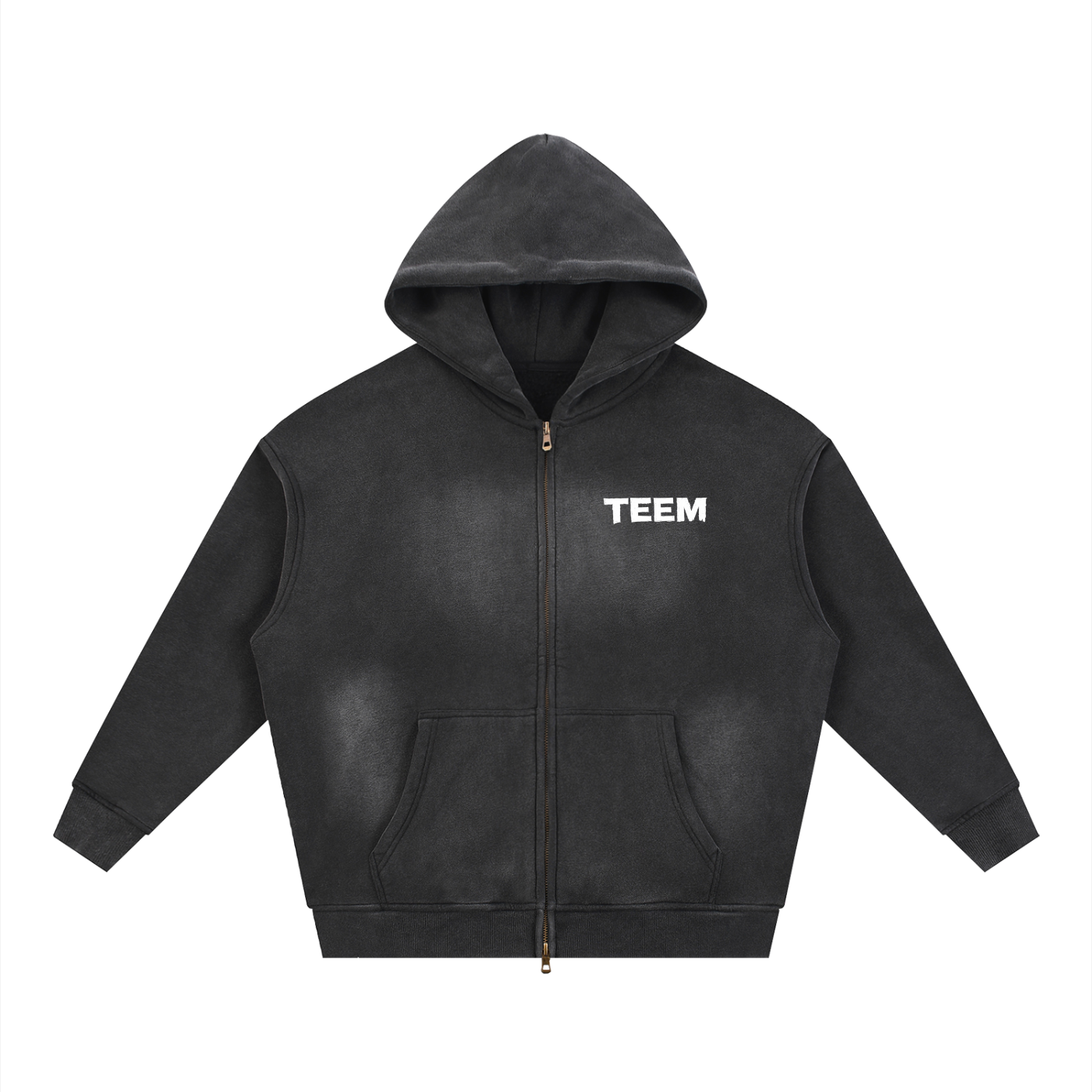 TEEM Sketch Logo Zipper Boxy Fleece Hoodie